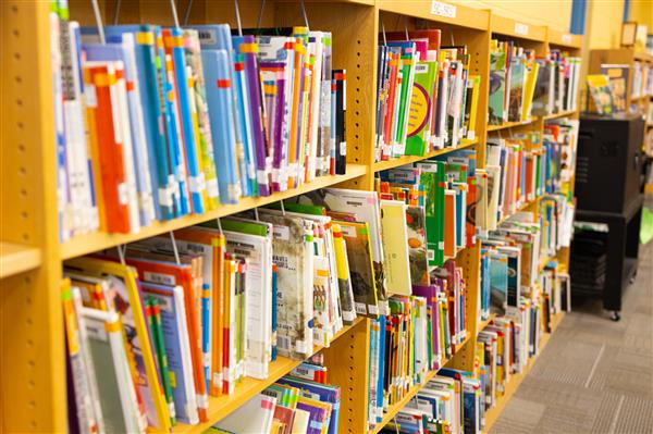 Student with books inside the library